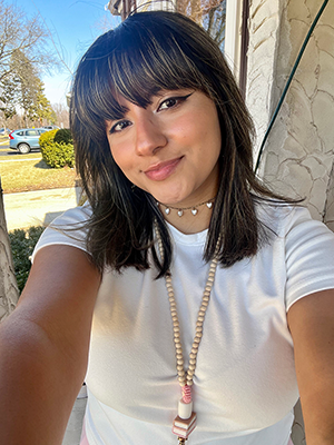 Giselle selfie from the front steps of a house