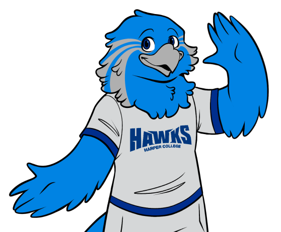 Rainey the Harper Hawk Mascot