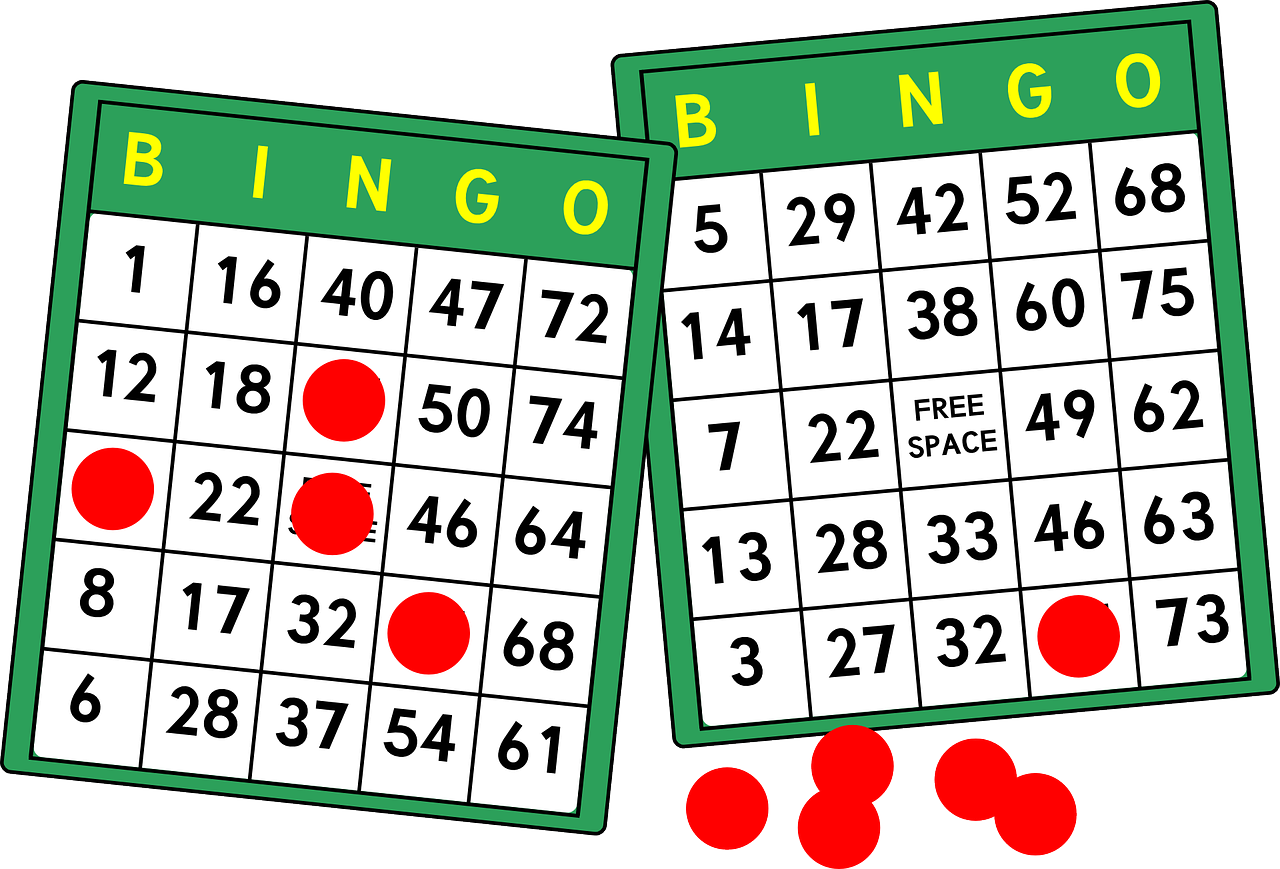 Two BINGO cards with numbers on them