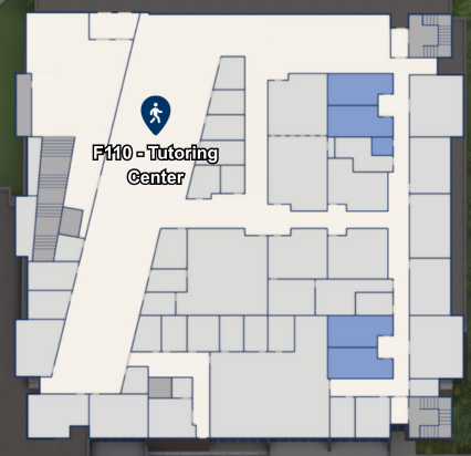 Map showing the Academic Support Center in F110.