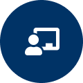 student and chalkboard icon