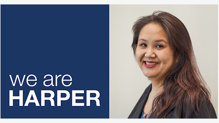 A front-facing photo of female Harper alumni, Kim Dang