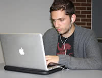 Student using a laptop
