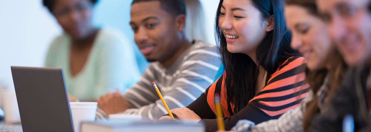 Students working with computer