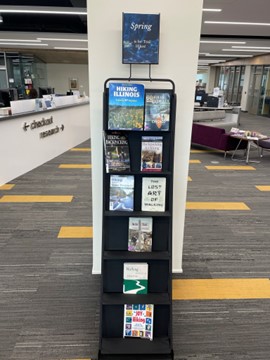 Library display of hiking books