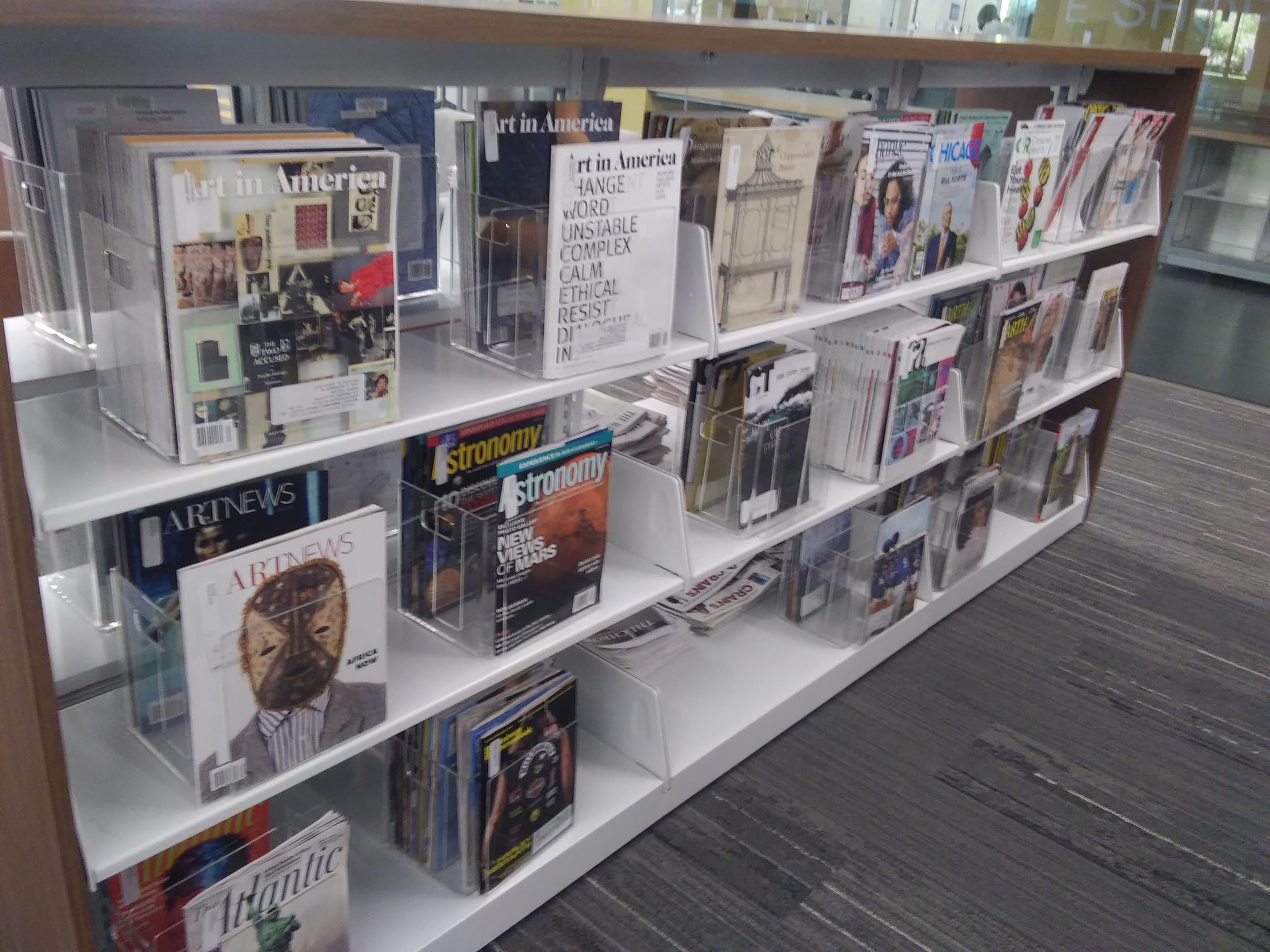 Magazine shelving located on the 2nd floor of the library