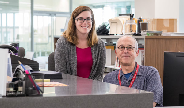 library staff at desk