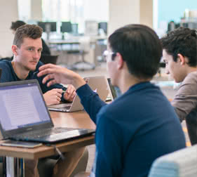 students in the library