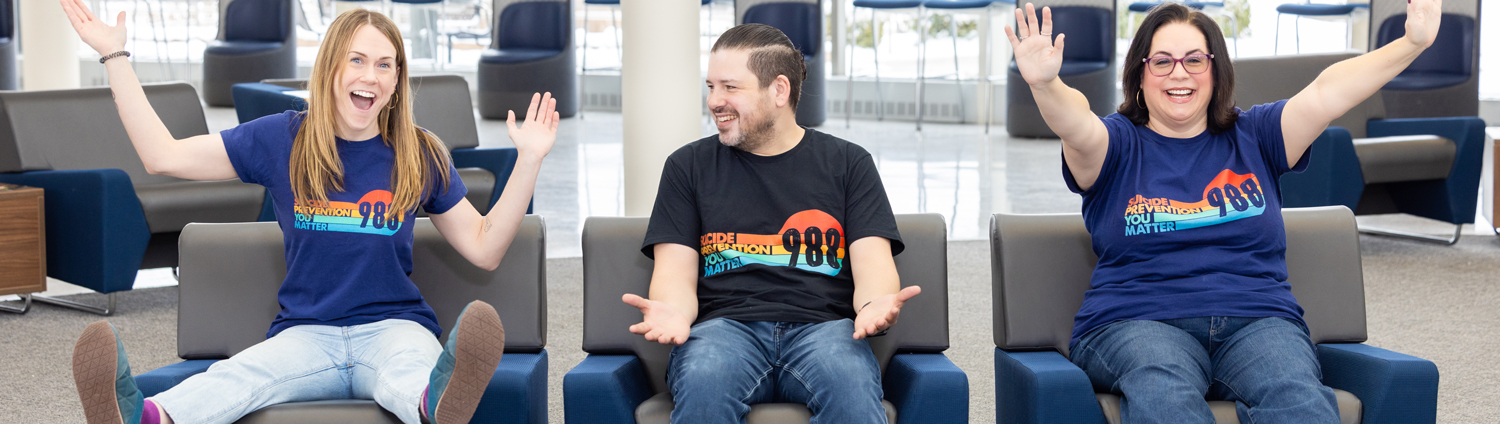 three counselors having fun at a meeting