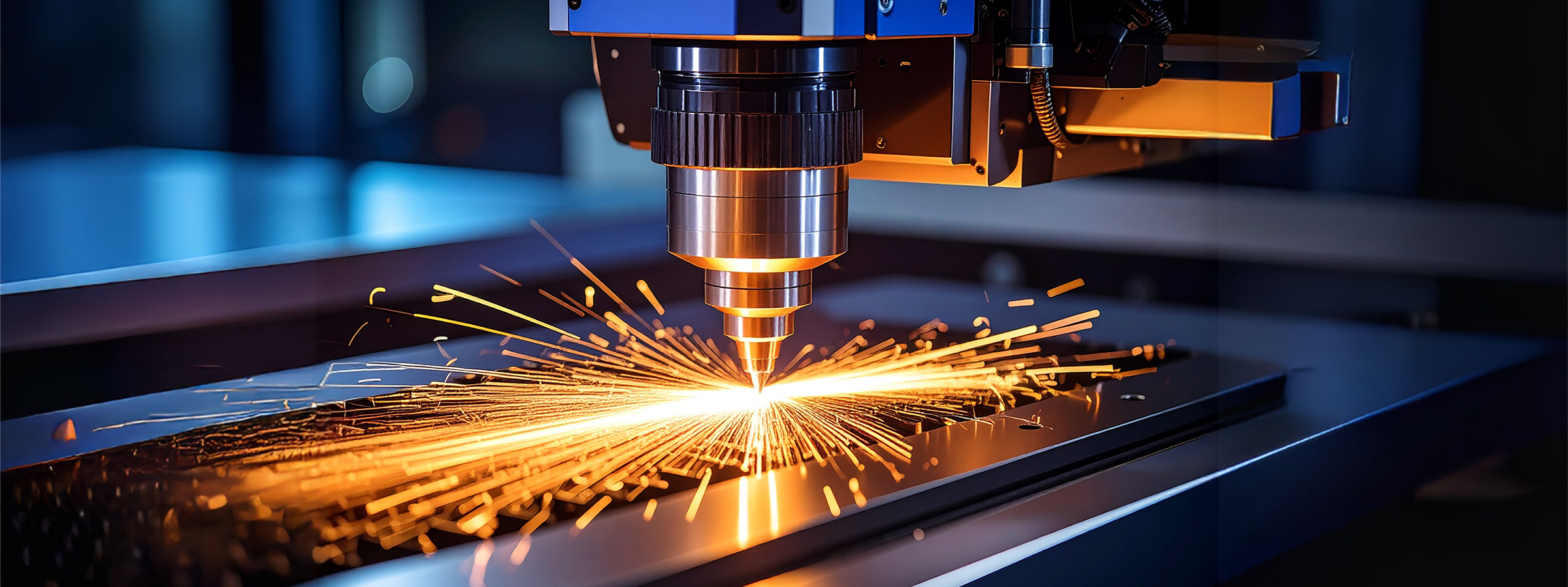 A close up of a CNC with sparks flying