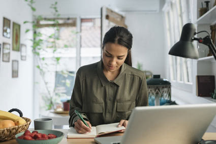 Female older student learning at home