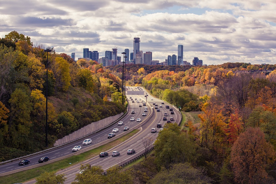 highway leading into a city