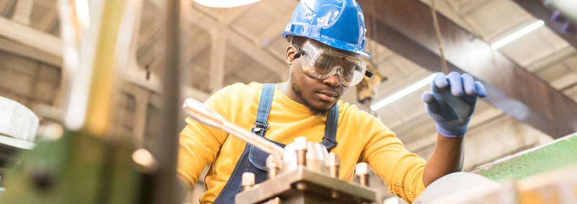 Workers wearing safety hats