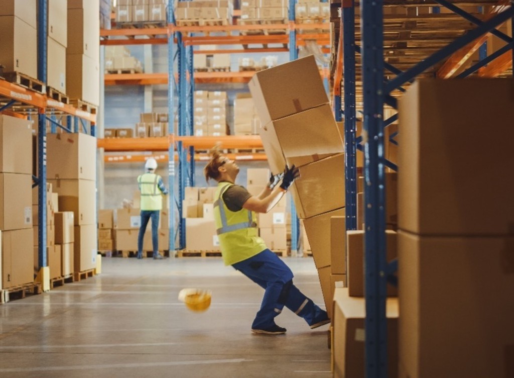 Boxes falling onto a worker