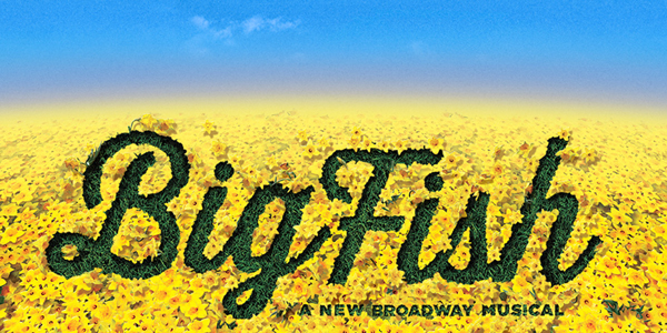 Big fish written in yellow flowers on a blue sky