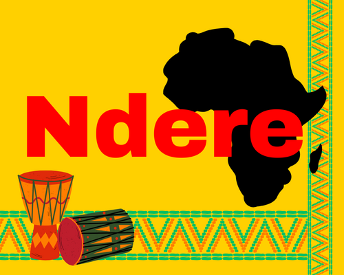 Graphic of African drums and silhouette of African continent