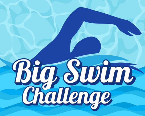 Big Swim Challenge text with silhouette of swimmer