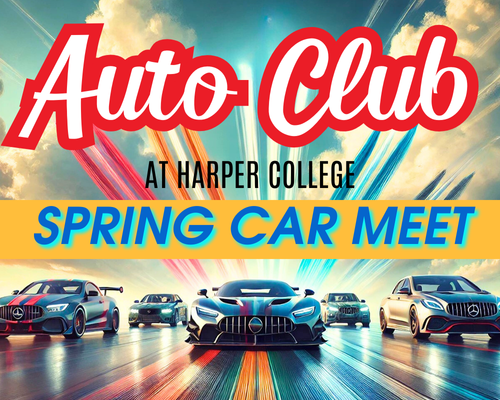 Auto Club Car Meet text with image of cars and contrails
