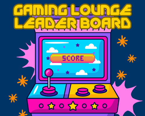 Gaming Leaderboard Challenge text with graphi of arcade video game