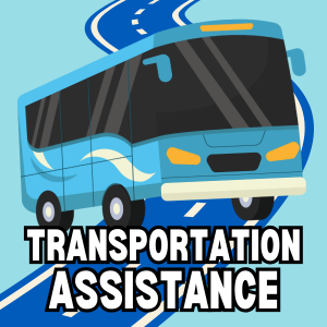"Transportation" text with graphic of a public transportation bus