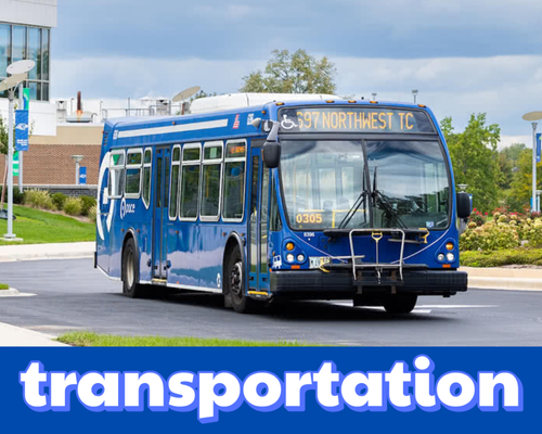 Photo of a Pace Bus on a Harper College campus road