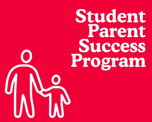 Student Parent Success Program text with outline silhouette of adult holding childs hand