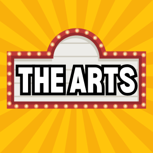 The Arts text in graphic of small movie marquee
