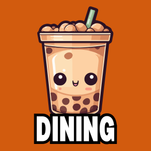 Harper Dining icon with graphic of smiling boba drink