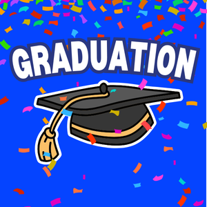Mortar board cap and confetti