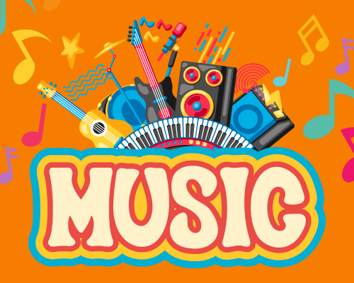 Music text with instruments