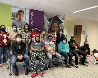 Latinos Unidos student club members in Cultural Center