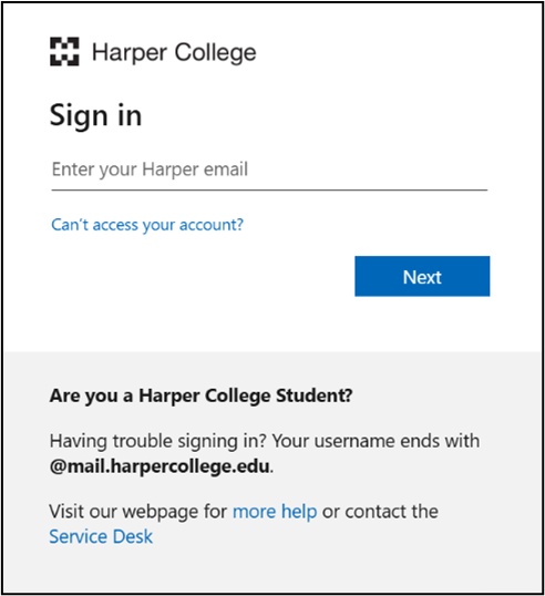 harper college sign in