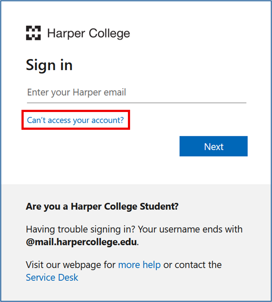harper college sign in