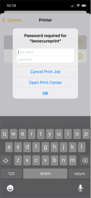 iOS sign in popup