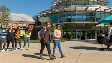 students walking on campus