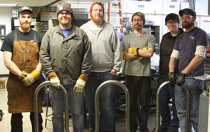 Welding Students with Bike Rack