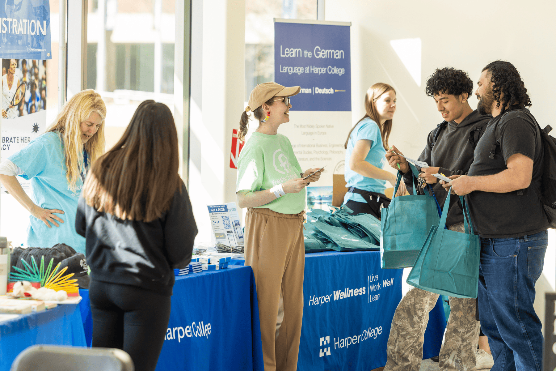 Students and Staff at Fresh Check Day Table