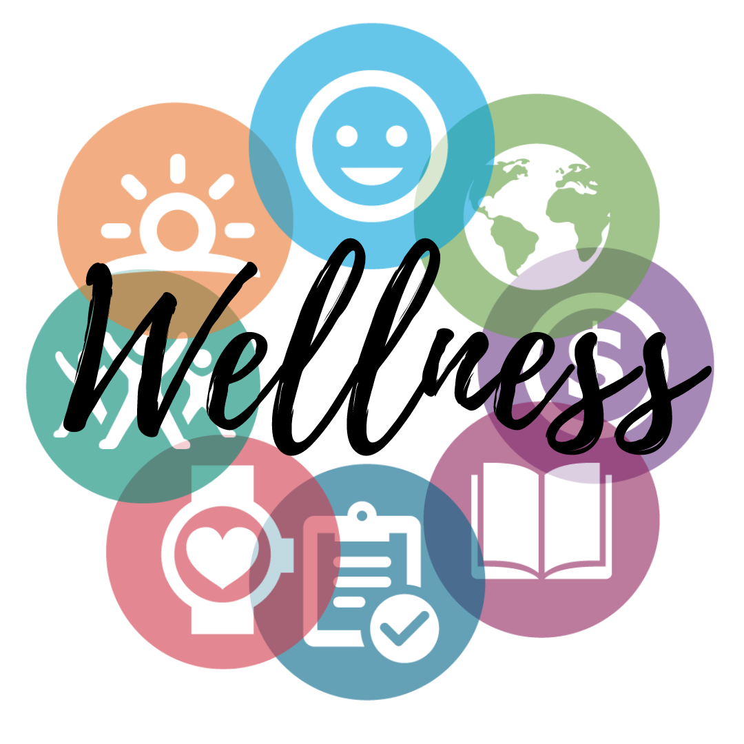 Circular graphic with circles surrounding a centered "Wellness" title